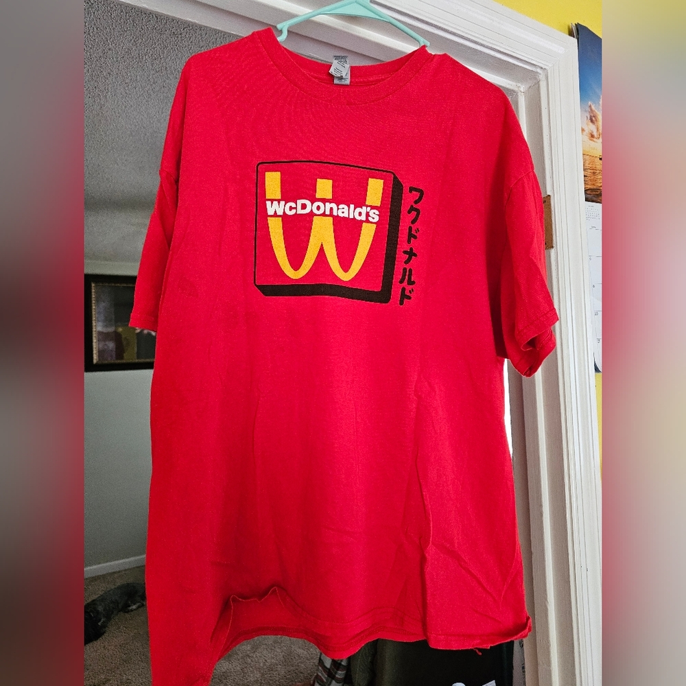 GUC Vibrant Red McDonald's Logo Tee/UPSIDE DOWN....2X
